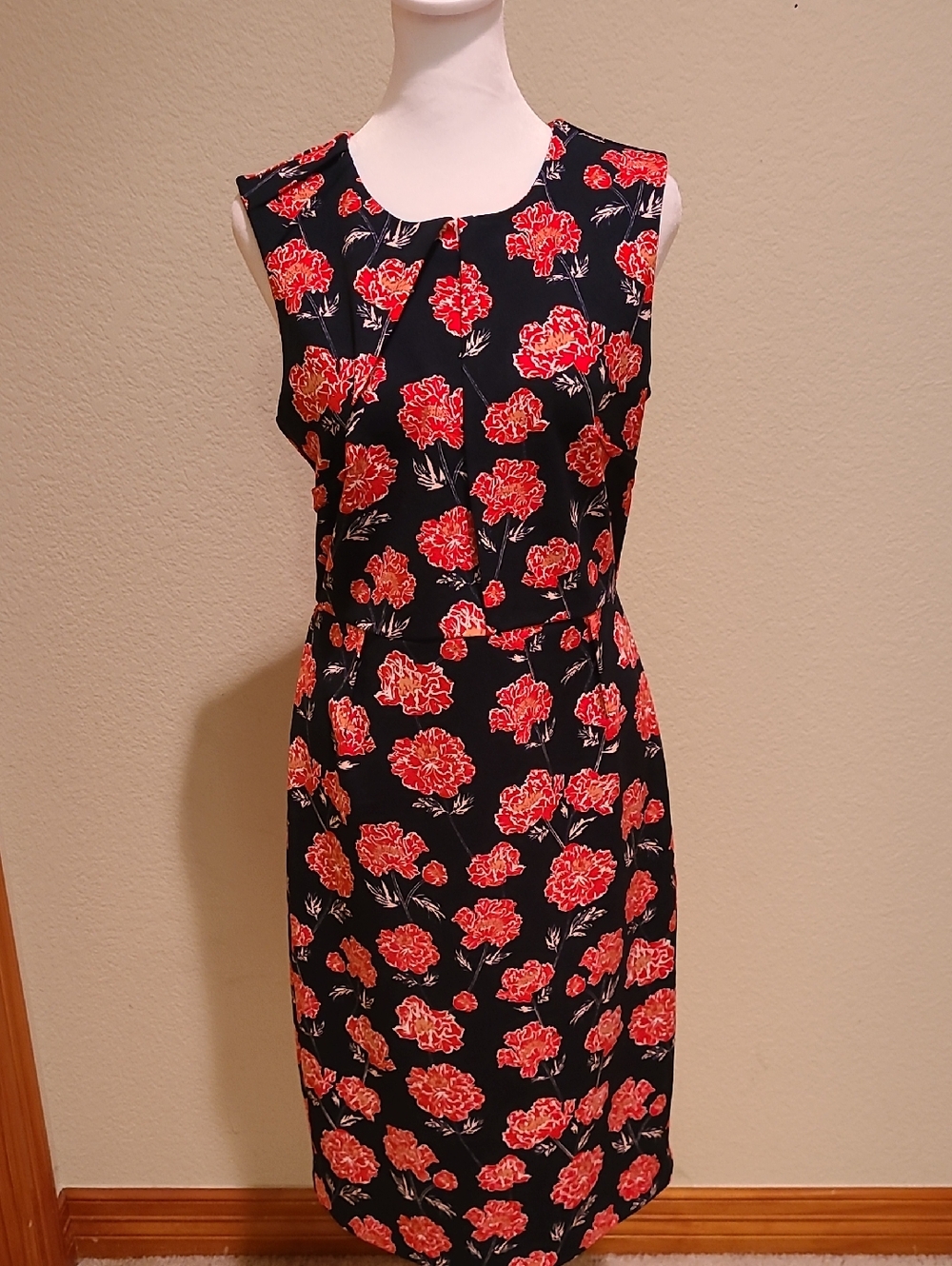 * Host Pick* Banana Republic Sleeveless Navy Dress with Red Floral Print Size 6